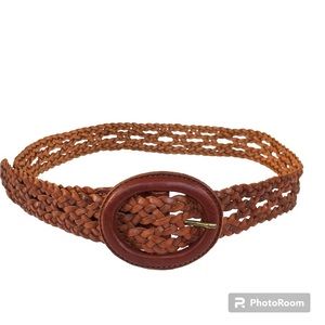 Woven Brown Leather Belt Women’s